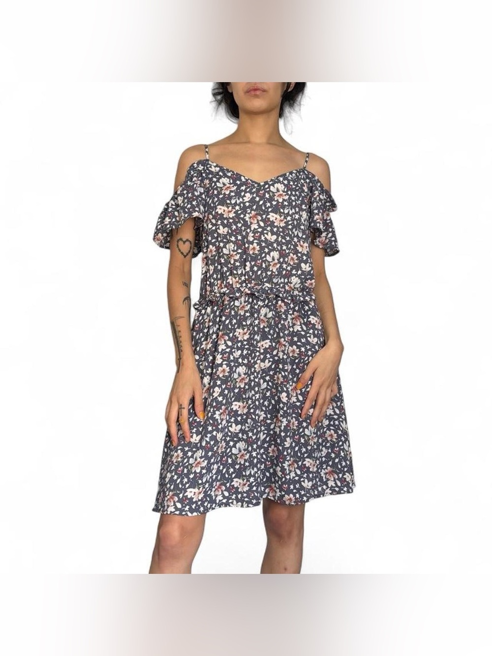 Blue Floral Print Jessica Simpson Midi Dress Size Medium